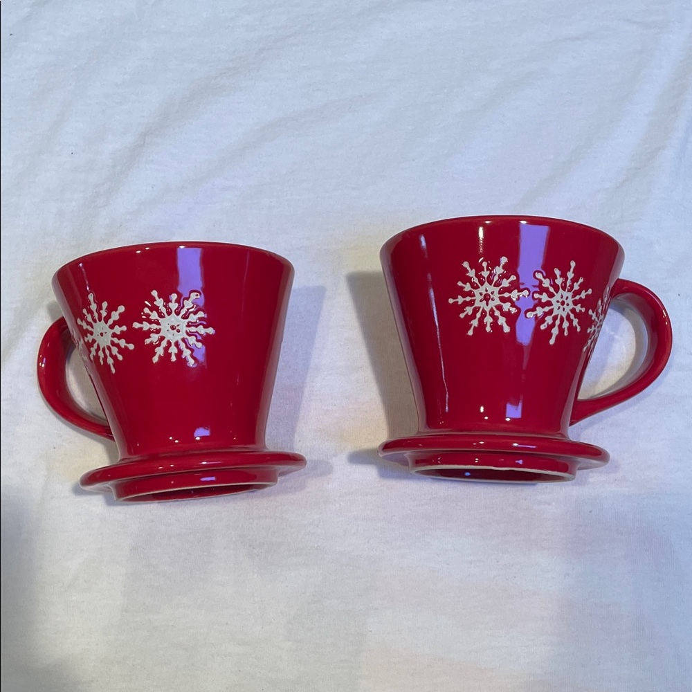 Coffee Drippers. 2 new red with snowflake design NWT